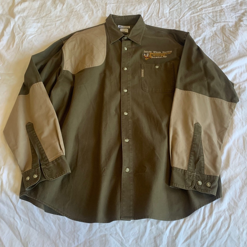 Columbia XL Shooting Shirt Green Dakota Winds Hunting Quilted Recoil Pad AM7090